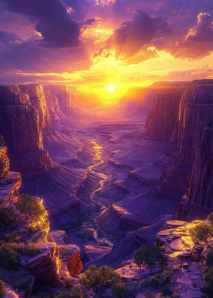 Epic Sunset Canyon Landscape