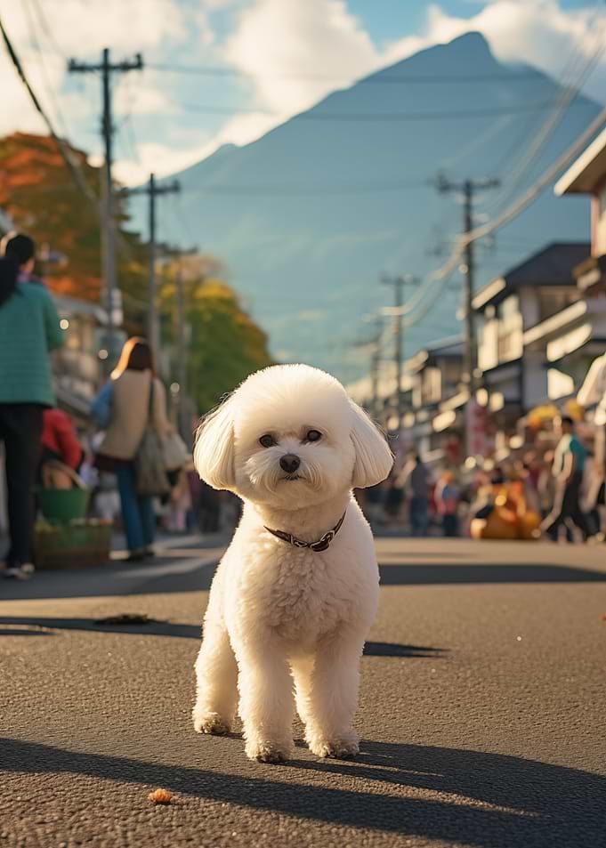White Bichon in Japanese Street