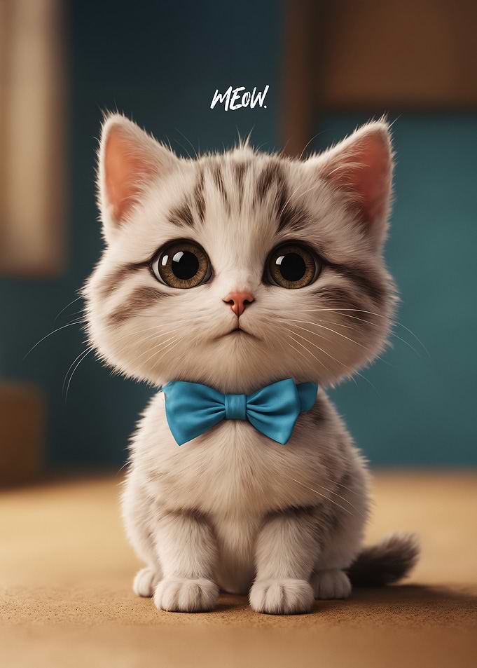 Cute Kitten with Bowtie Meow