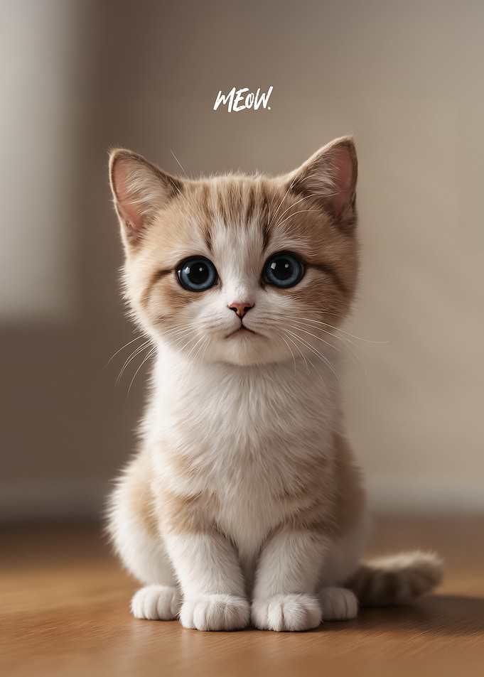 Cute Kitten with Big Eyes Meow