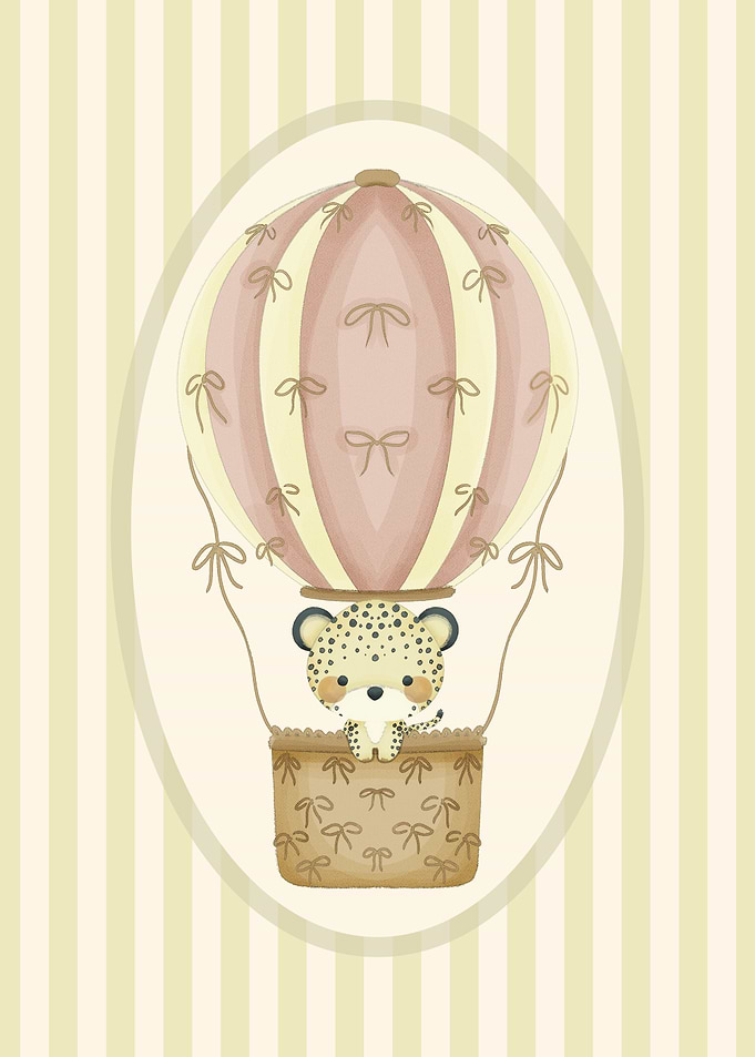 Leopard in Hot Air Balloon Nursery Wall Art