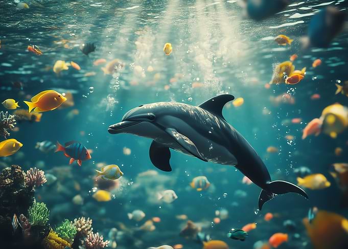 Dolphin Swimming Underwater