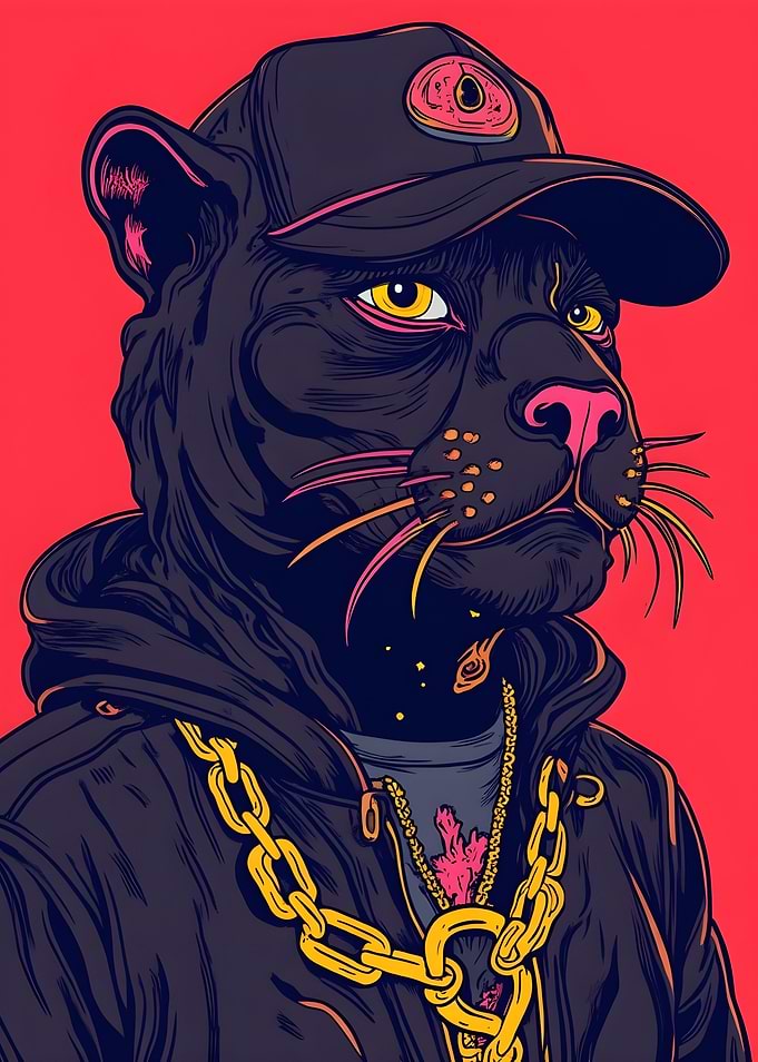 Black Panther in a Hoodie
