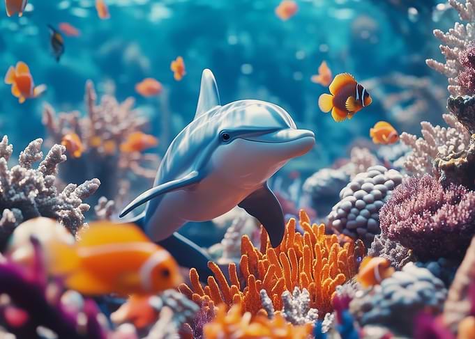 Dolphin in Coral Reef