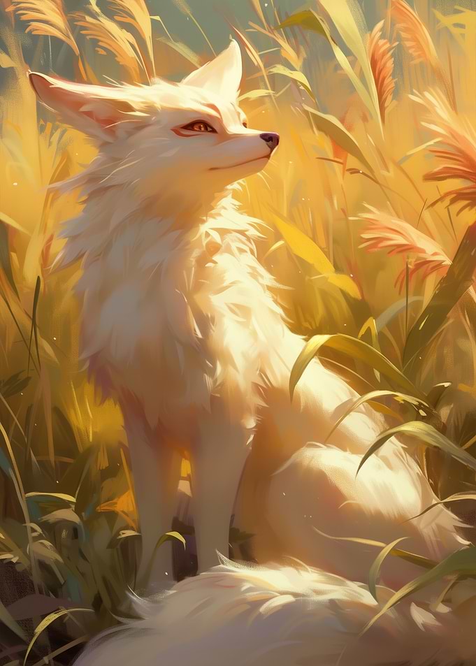 White Fennec Fox in Forest