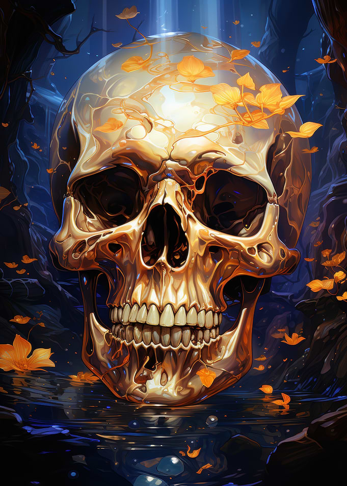 Golden Skull in Water
