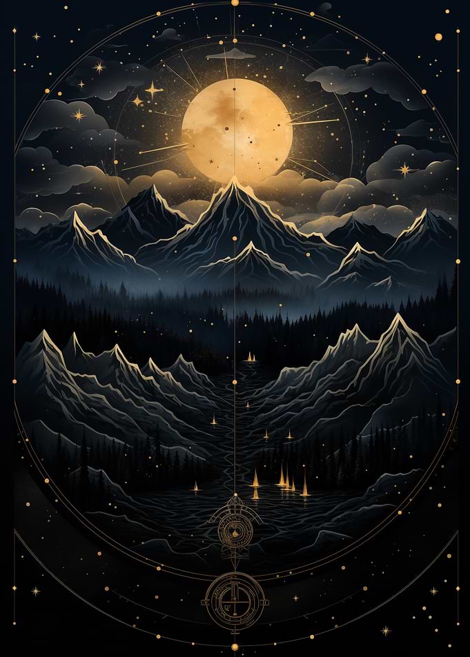 Golden Moon Astronomical Mountain