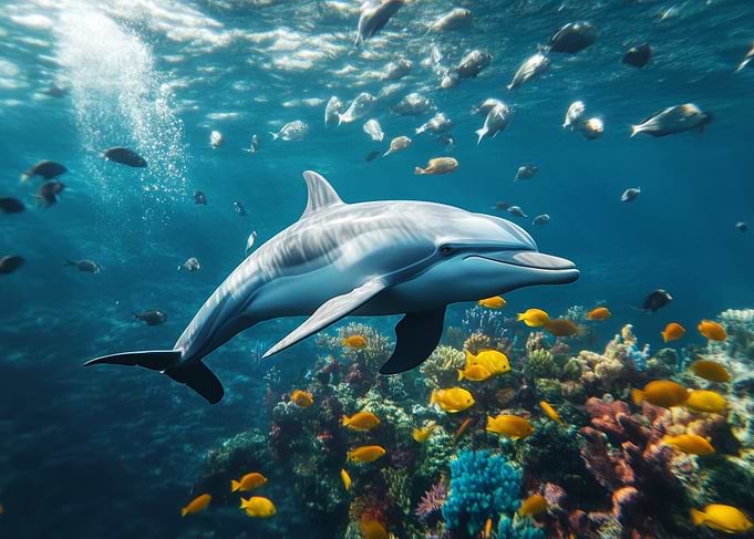 Dolphin in Coral Reef