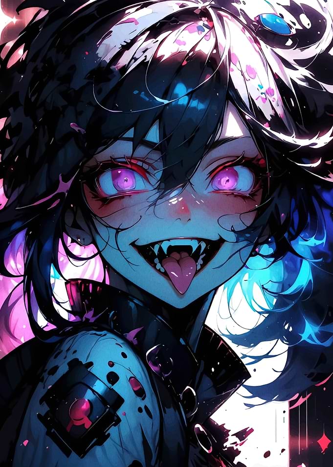 Anime Girl with Pink Eyes