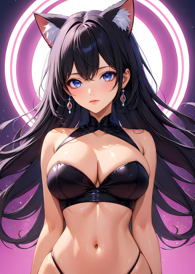 Sexy Anime Girl with Cat Ears
