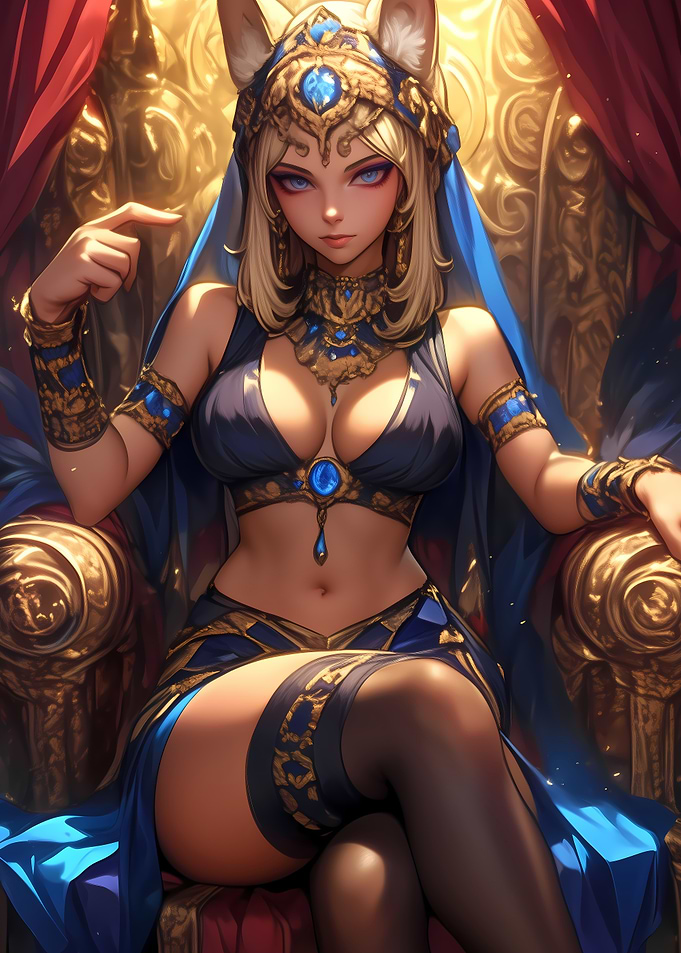 Blue-Eyed Queen Anime Girl Waifu