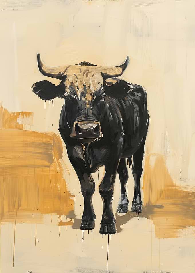 Black Bull Painting