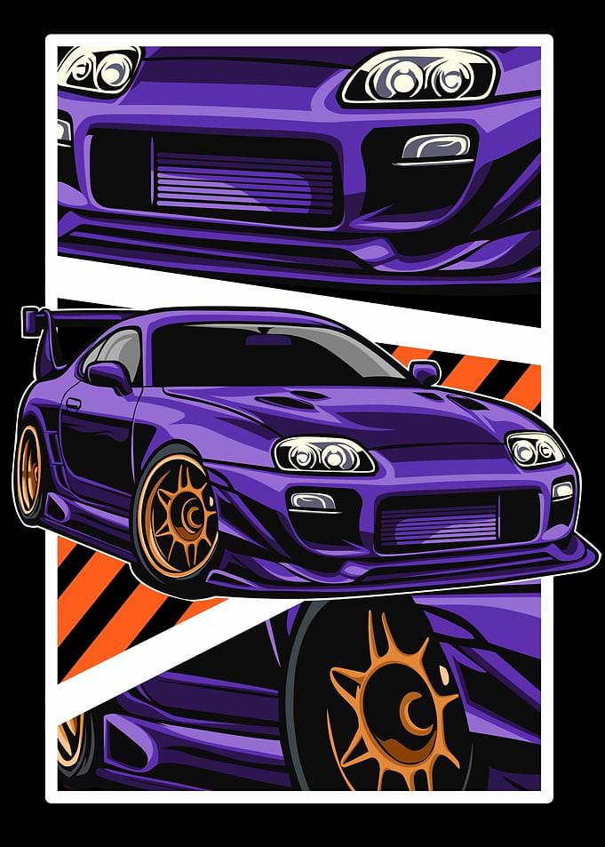 Purple Supra twin turbo Illustration
