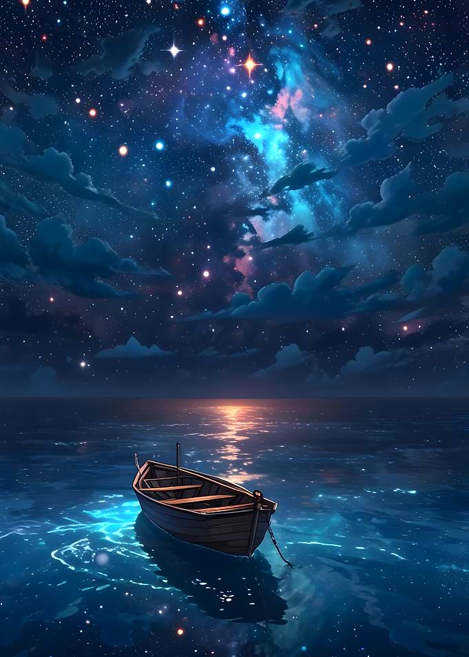 A Silent Journey Under the Starry Night