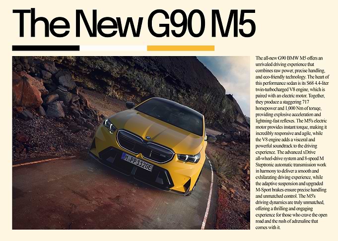 BMW M5 G90 Yellow Article Poster