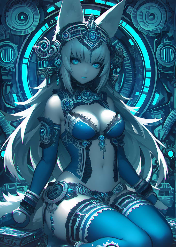 Cyberpunk Anime Girl Gaming