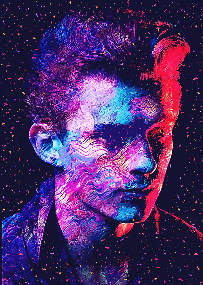Abstract Portrait in Neon Colors