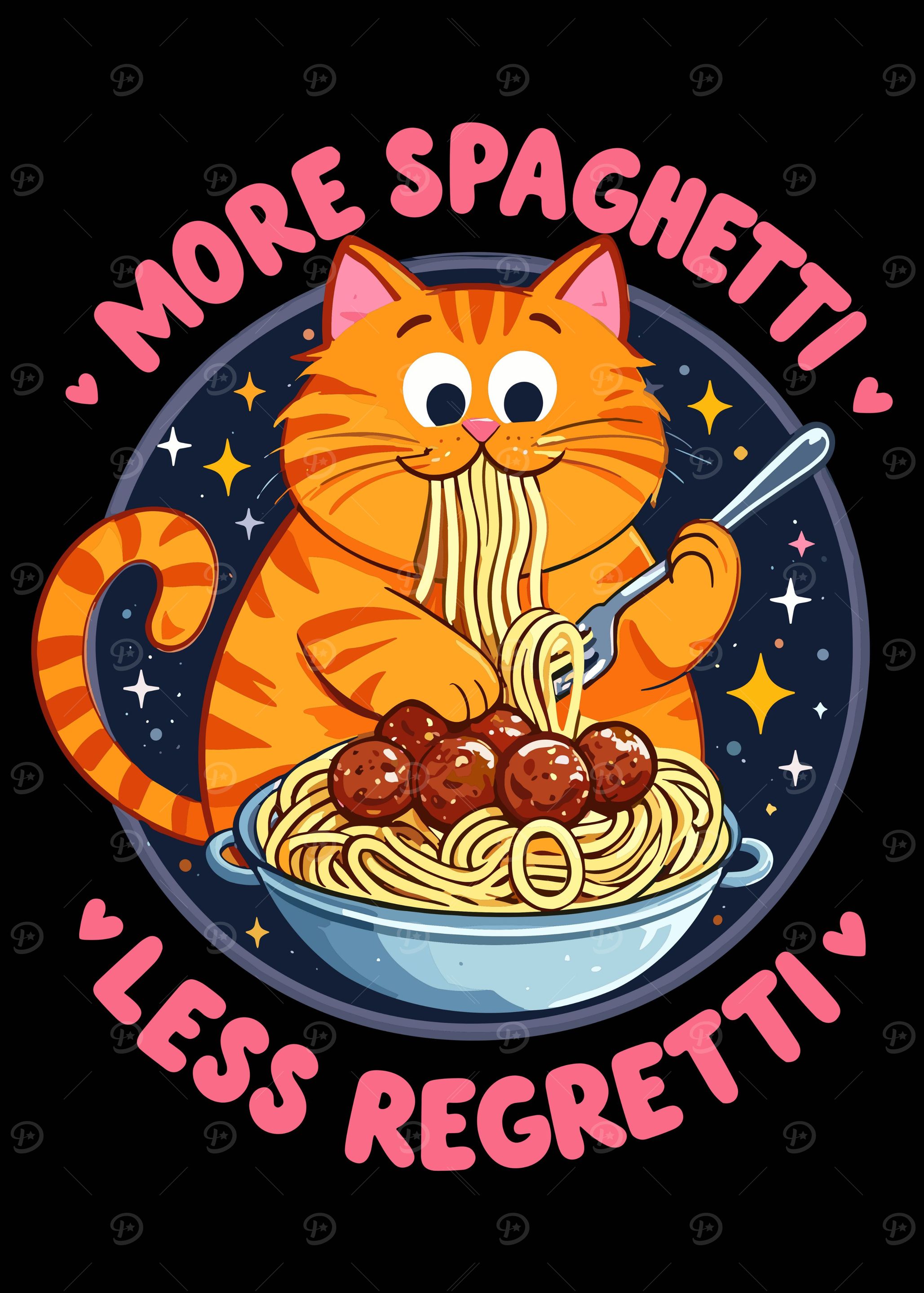 Cat Eating Spaghetti