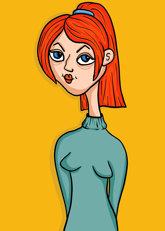 Cartoon Girl with Red Hair