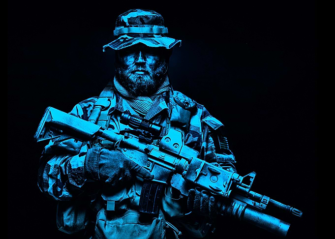 Military Soldier with Rifle