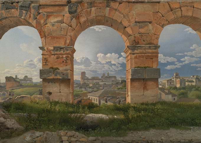 View through the arches of the Colosseum, Rome