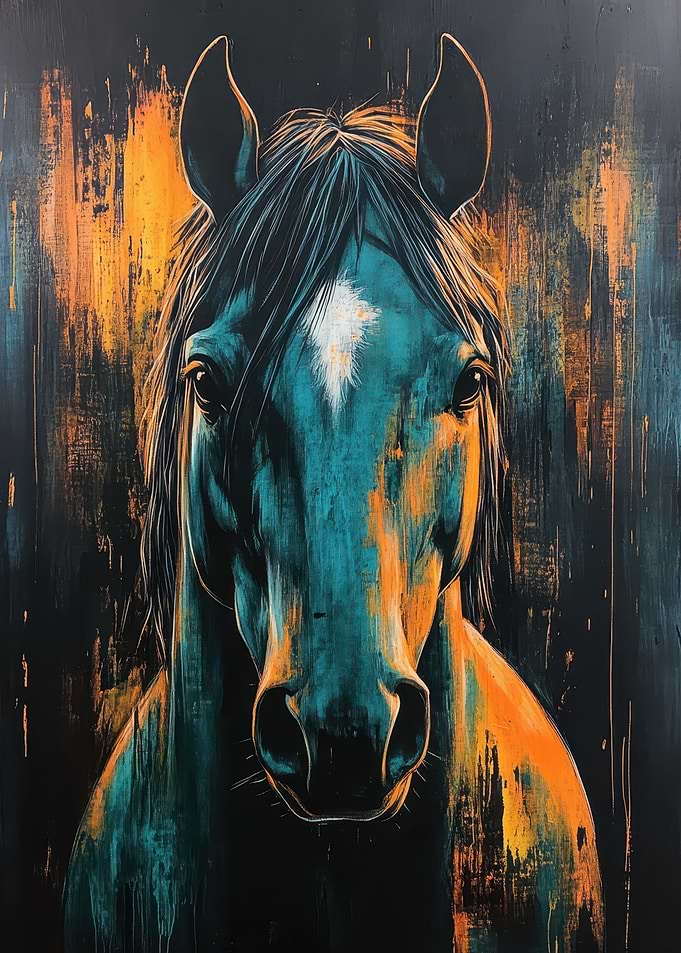 Teal Horse Portrait
