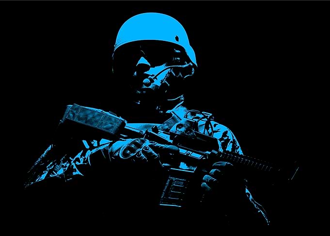 Blue Soldier Silhouette
