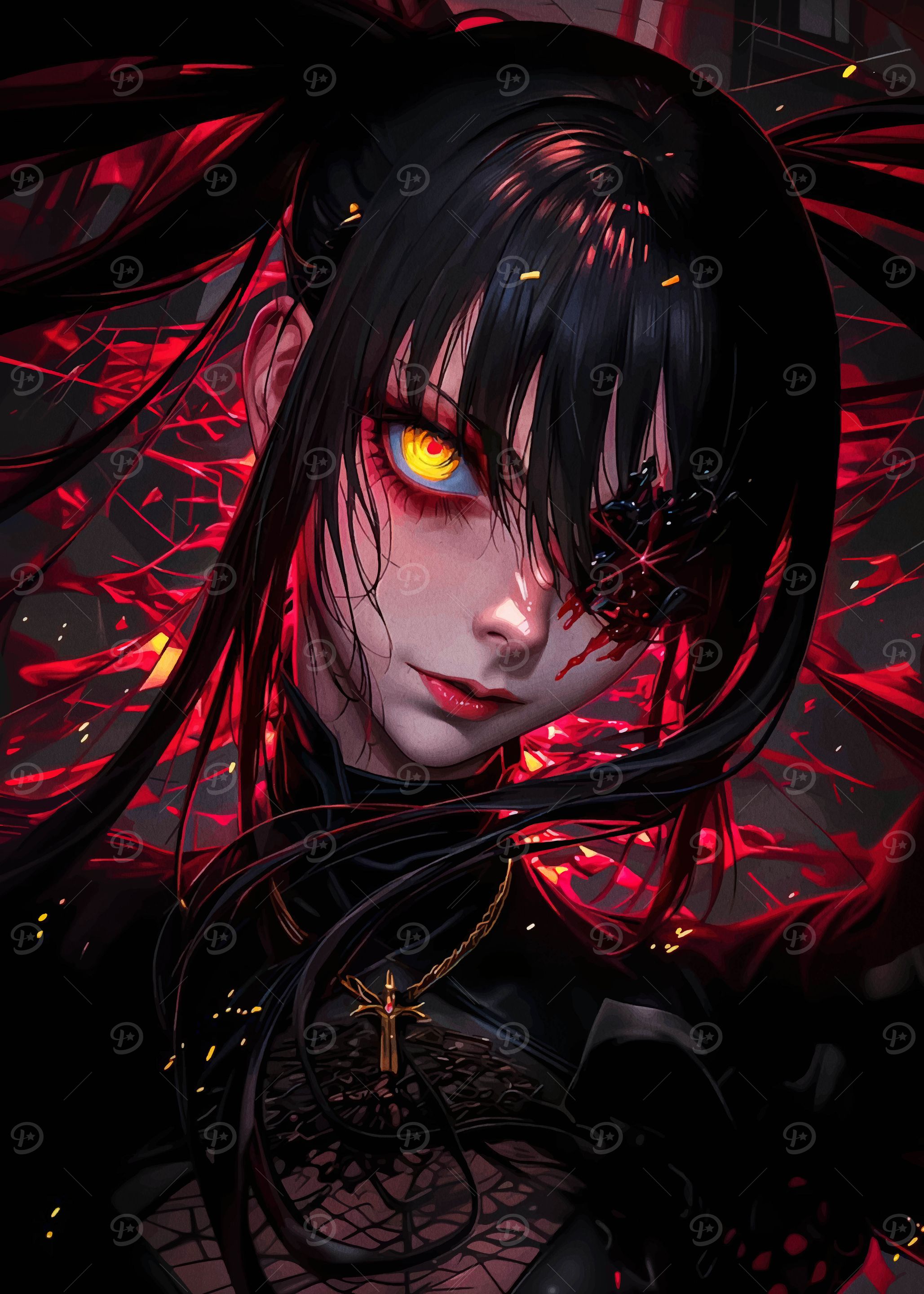 Anime Girl with Red Eye