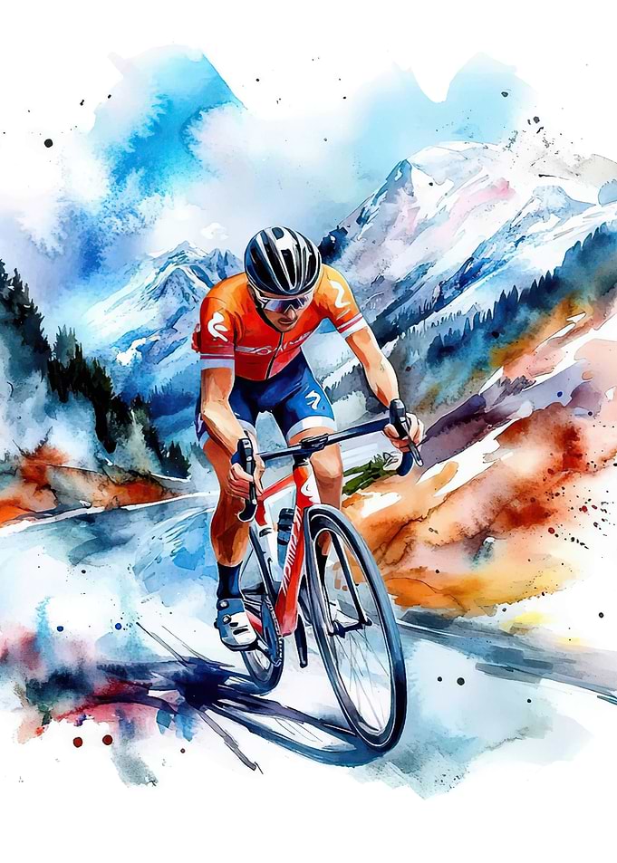 Cyclist in Mountain Pass