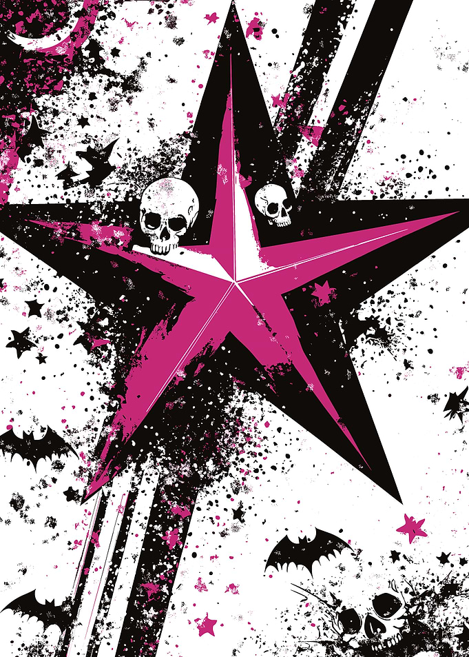 Gothic Pink Star Skull