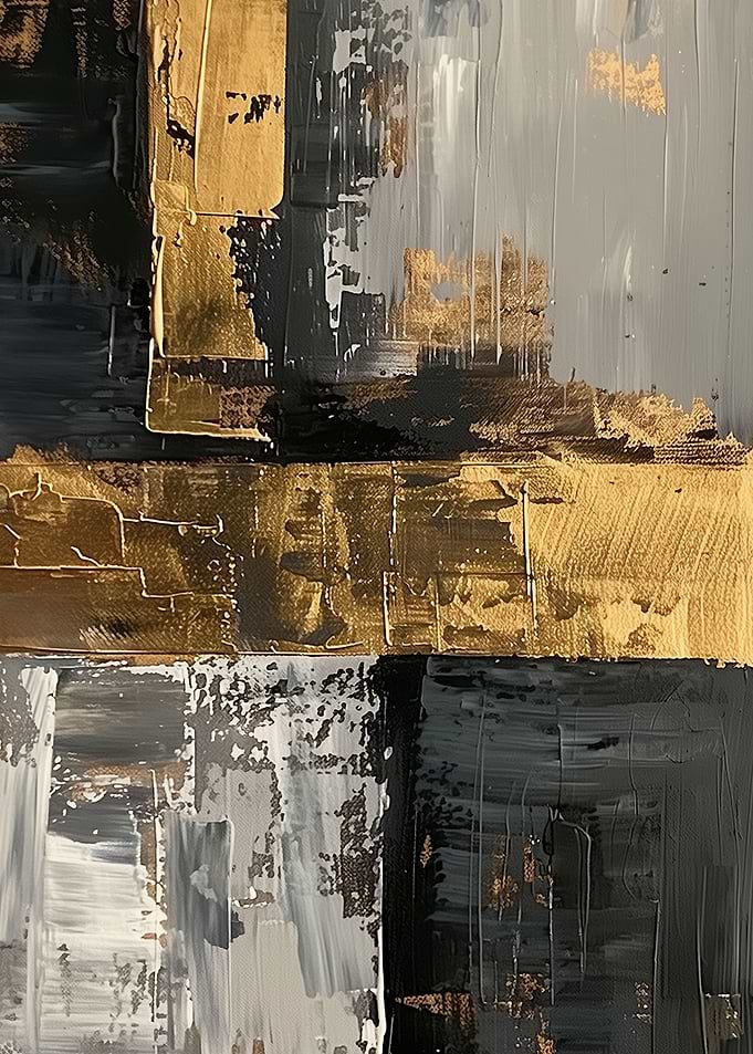 Abstract Gold & Grey Painting