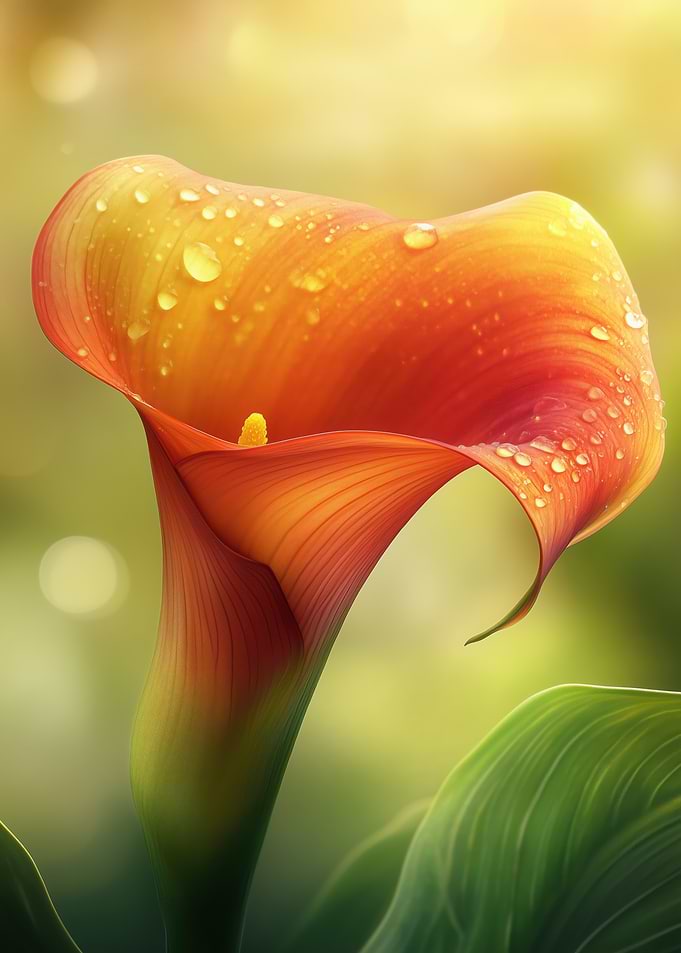 Orange Calla Lily with Dew Drops