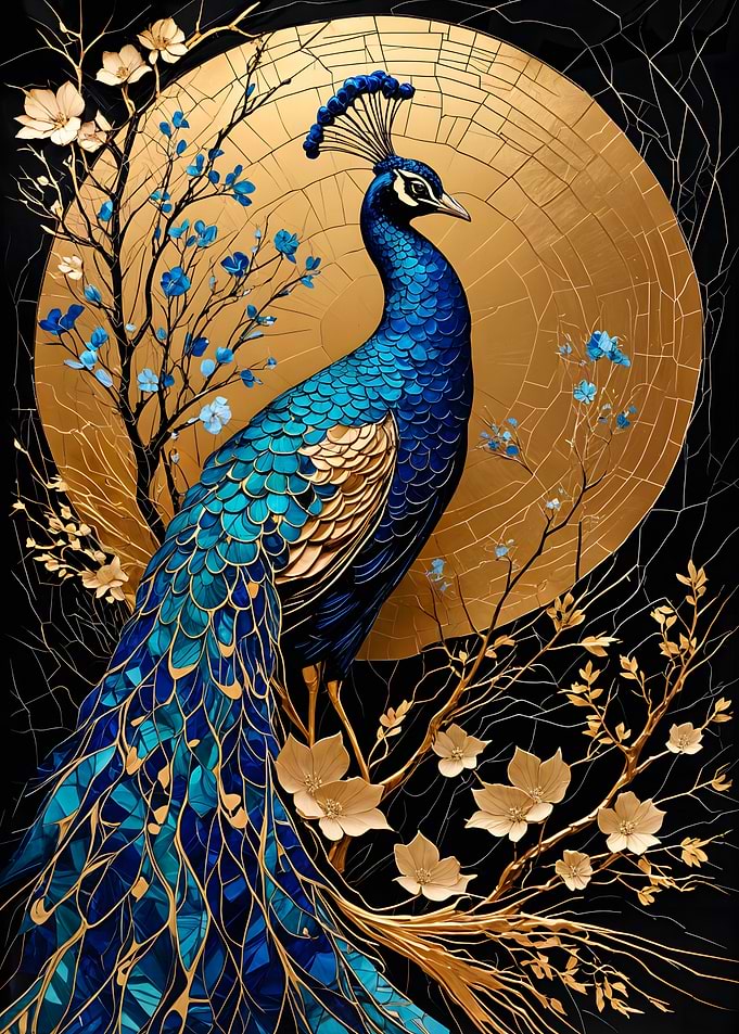 Peacock Kintsugi Art