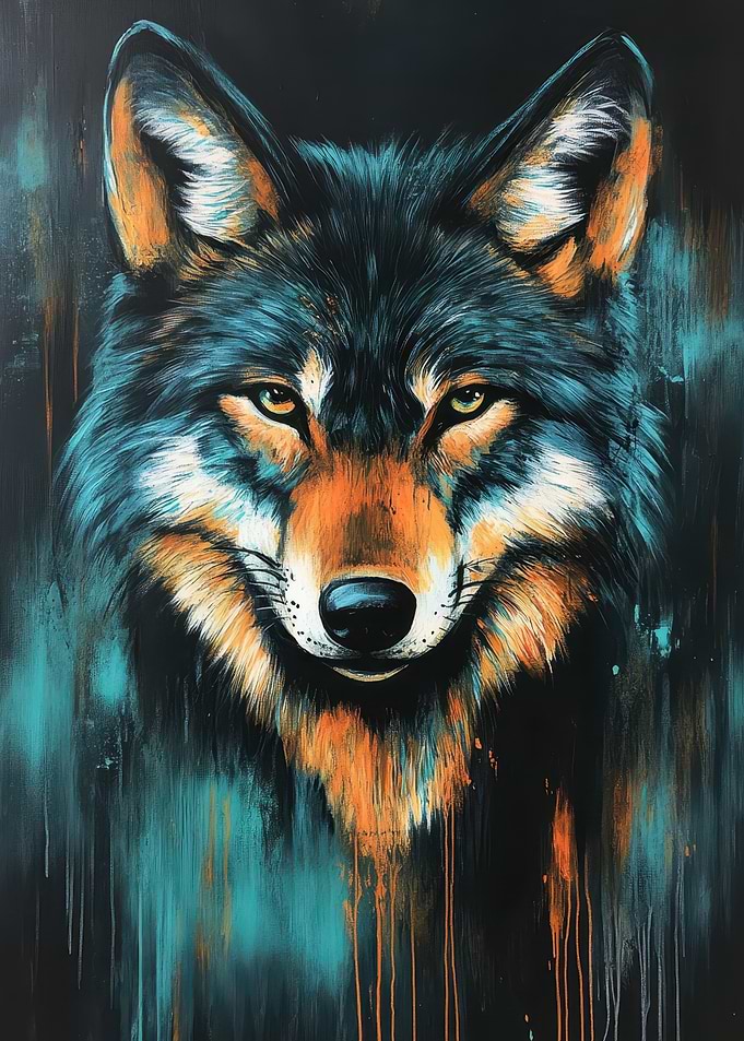 Wolf Portrait Painting