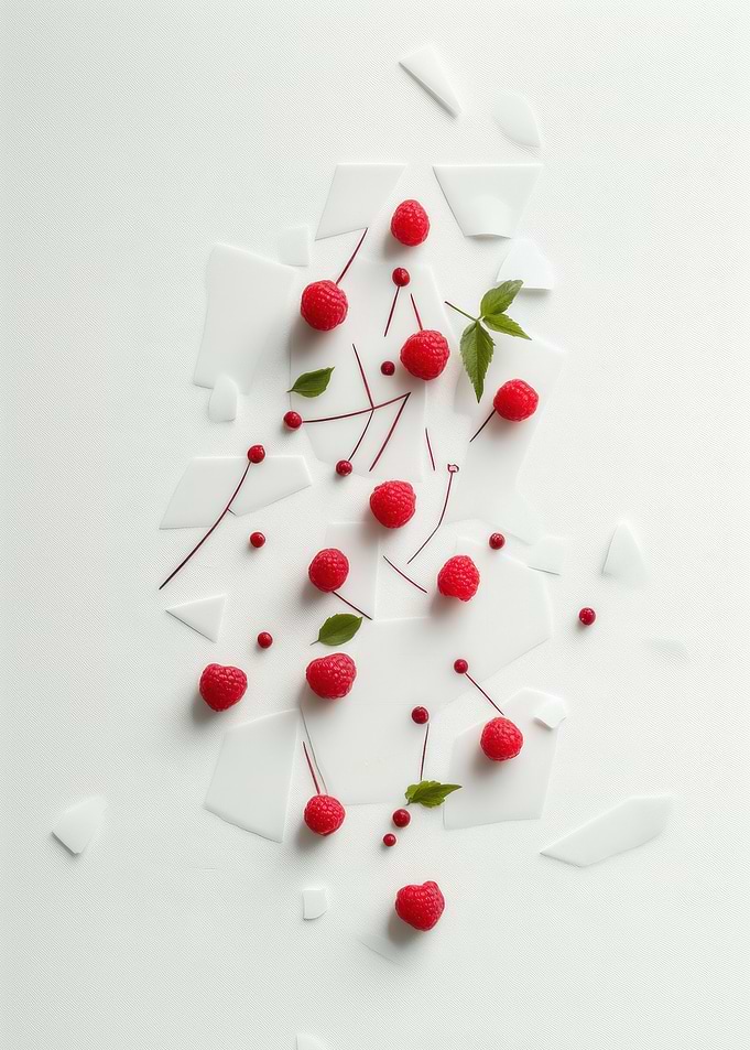 Raspberries on White