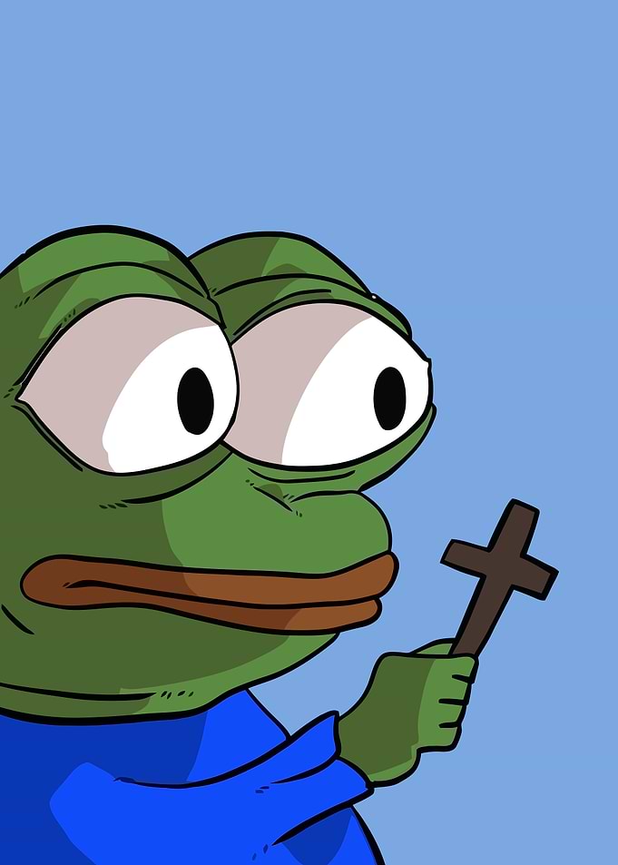 Pepe Holding a Cross