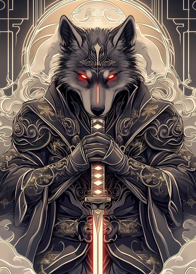 Wolf Samurai Art Print
