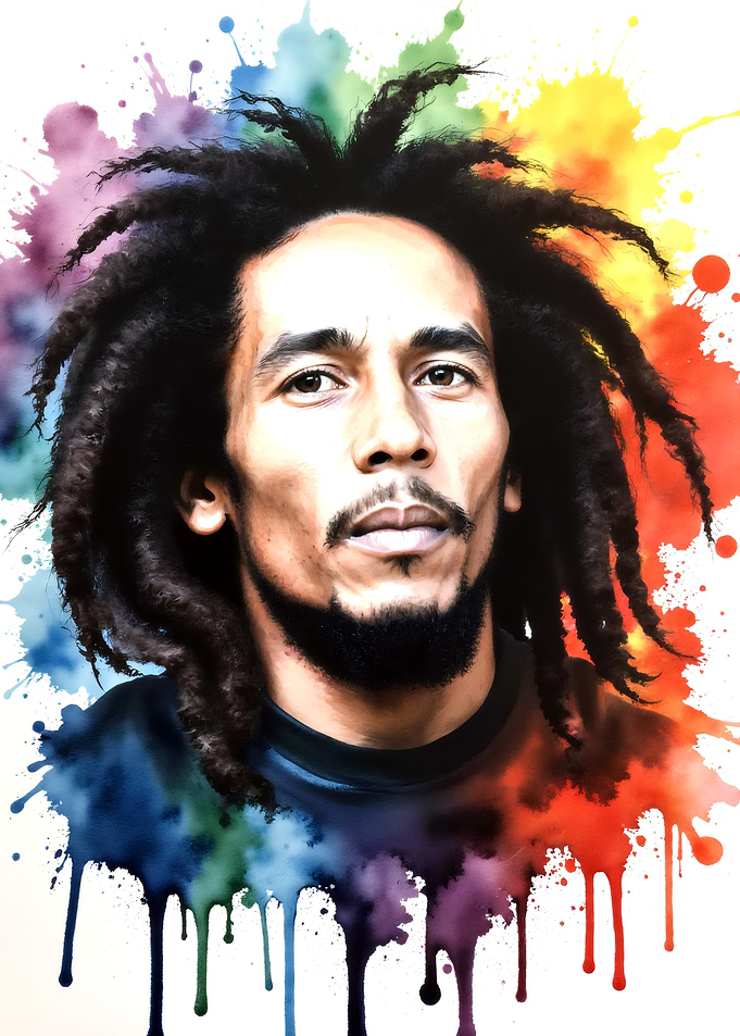 Bob Marley Watercolor Portrait