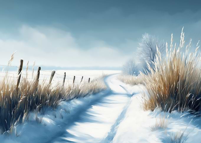 Snowy Country Road