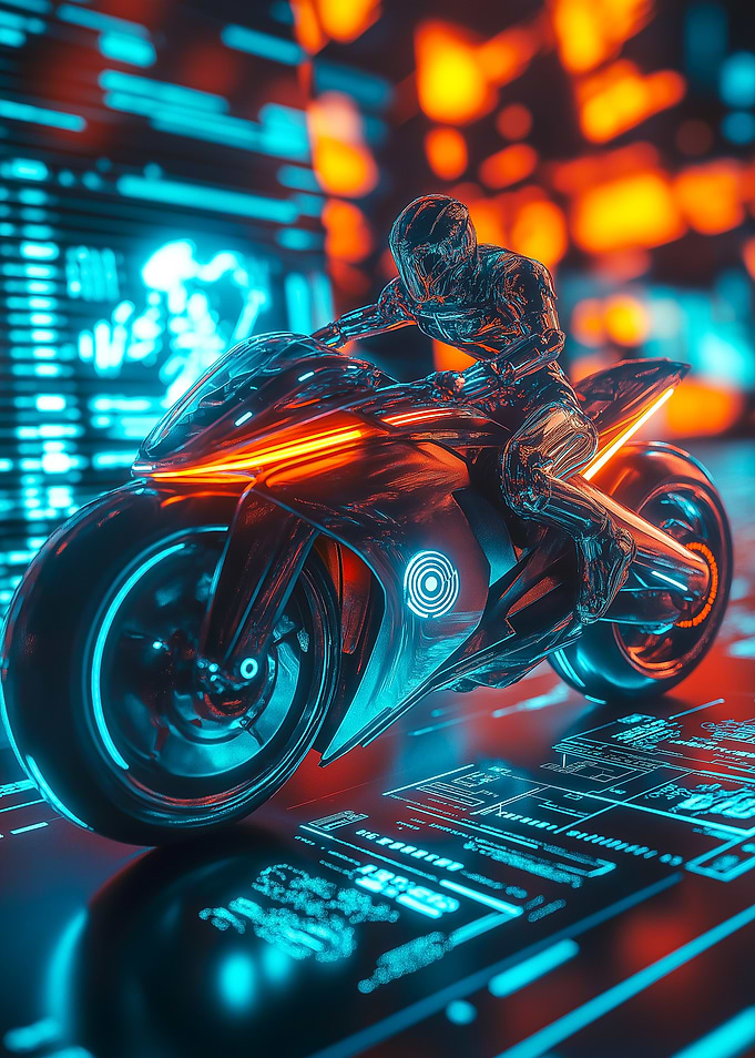 Futuristic Motorcycle Rider