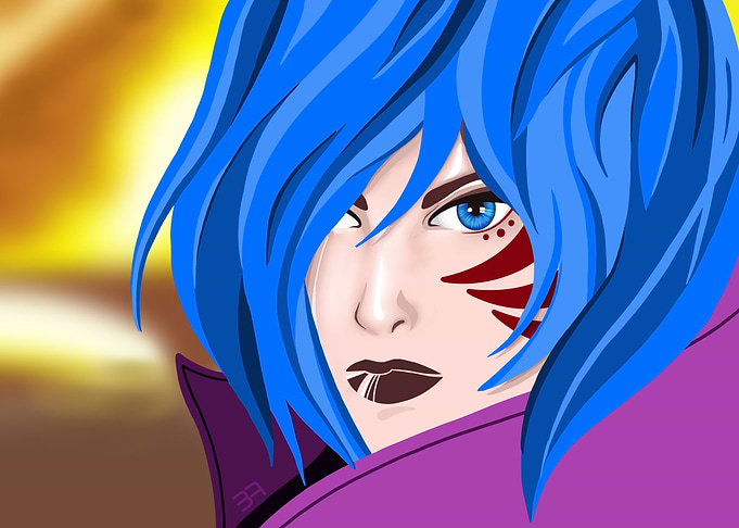 Anime Girl with Blue Hair