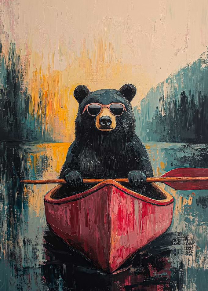 Just a Chill Bear in a Canoe
