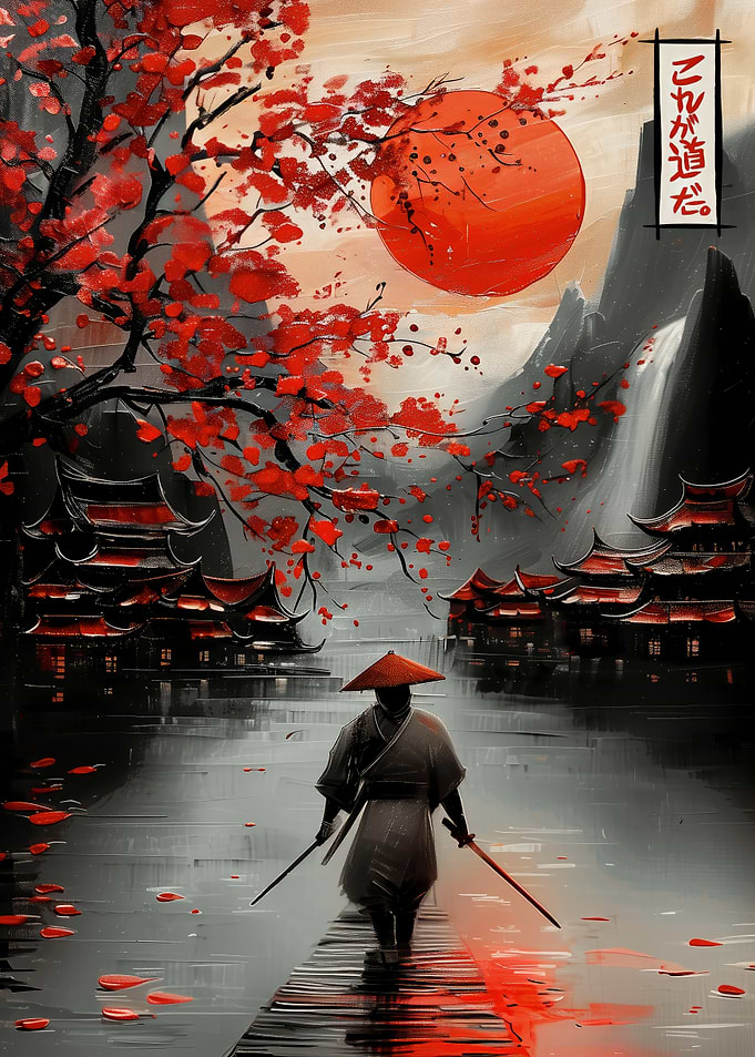 Samurai in Japanese Landscape