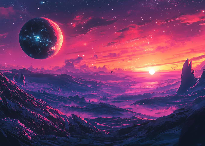 Alien Sunset Landscape