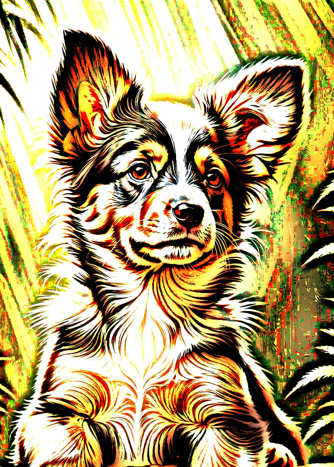 Dog Portrait in Yellow