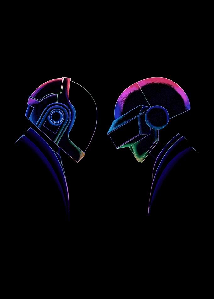 Daft Punk Neon Silhouettes