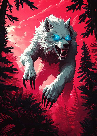 White Wolf with Glowing Eyes