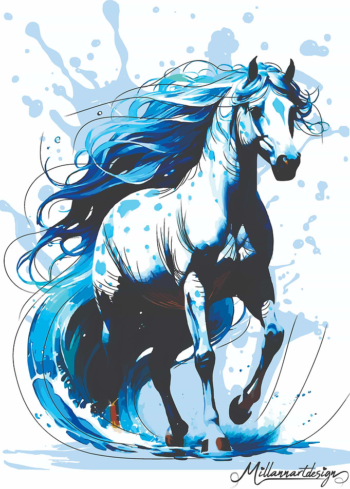 Aqua Horse Watercolor