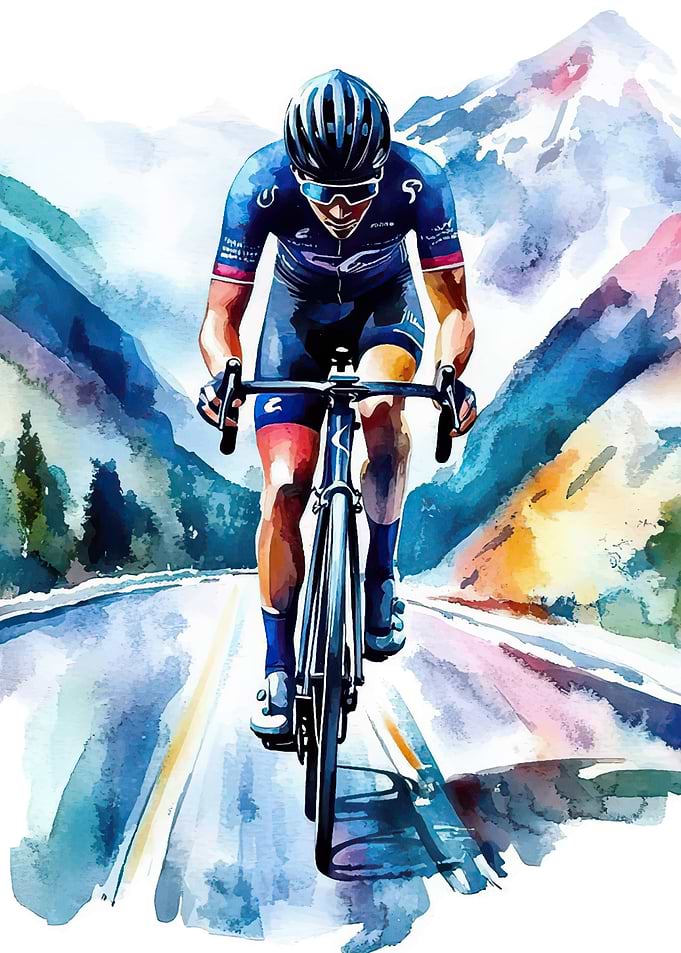 Cyclist in Mountain Pass