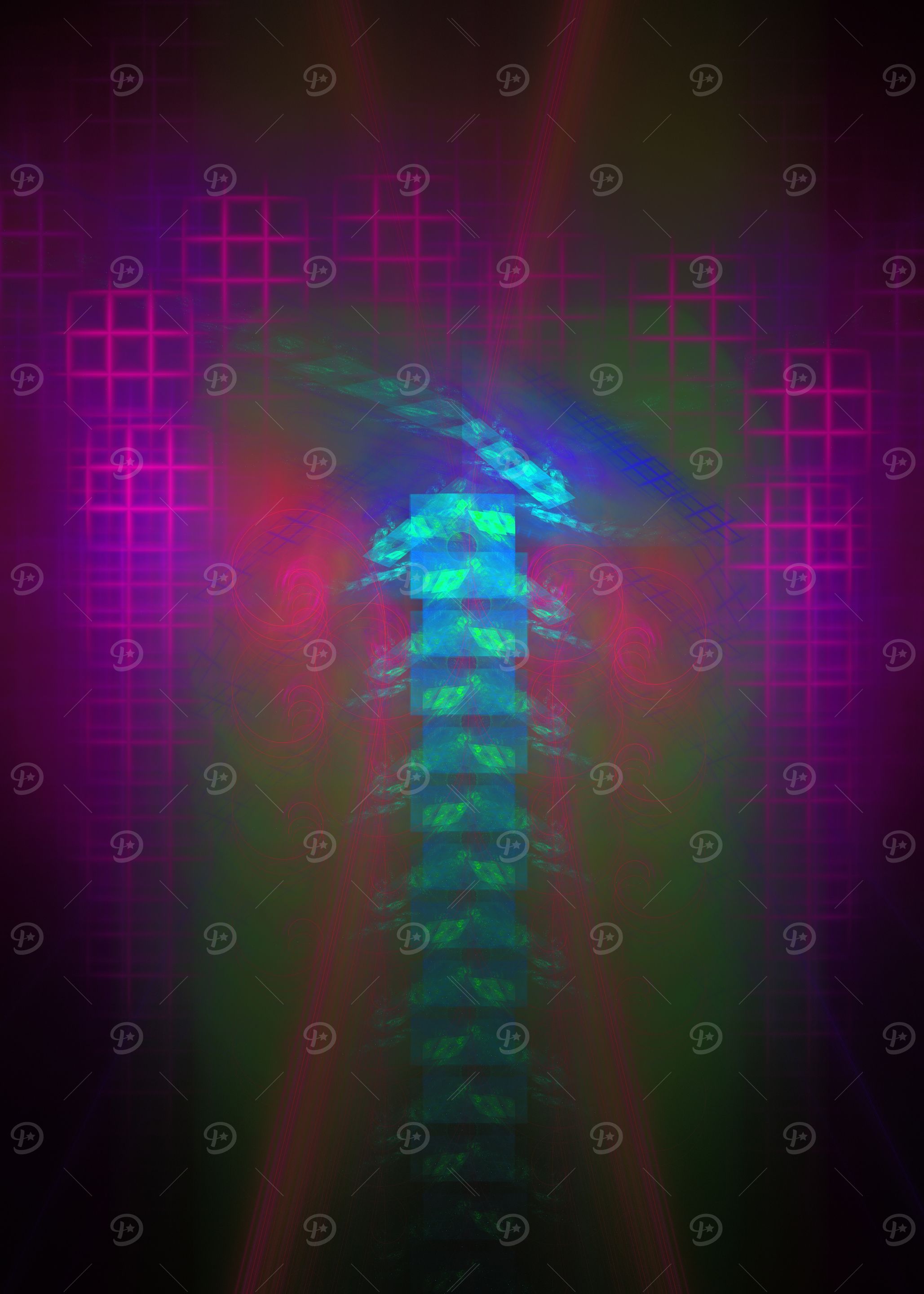 Futuristic Digital Waterfall